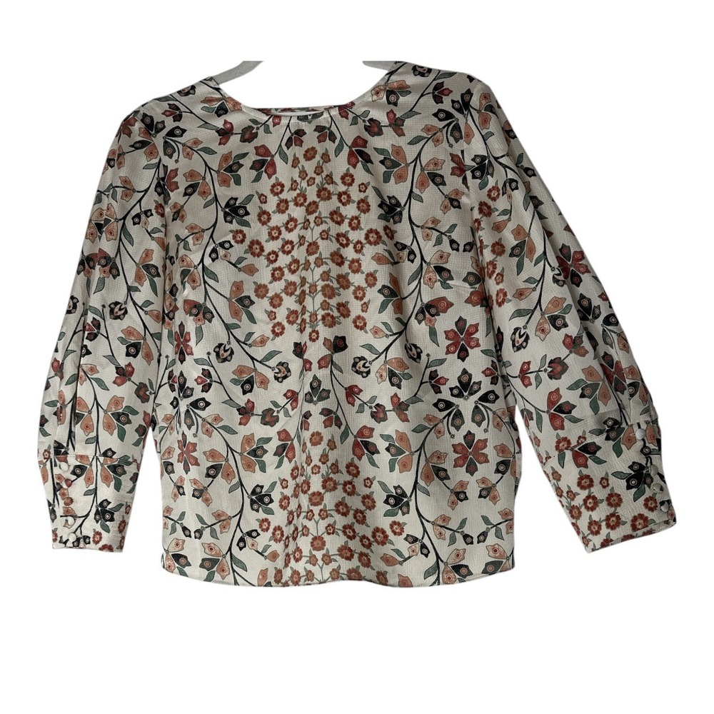 New BA&SH Top Women's Small Floral Luxury Long Sleeve Open Back Fall Formal - Picture 4 of 12